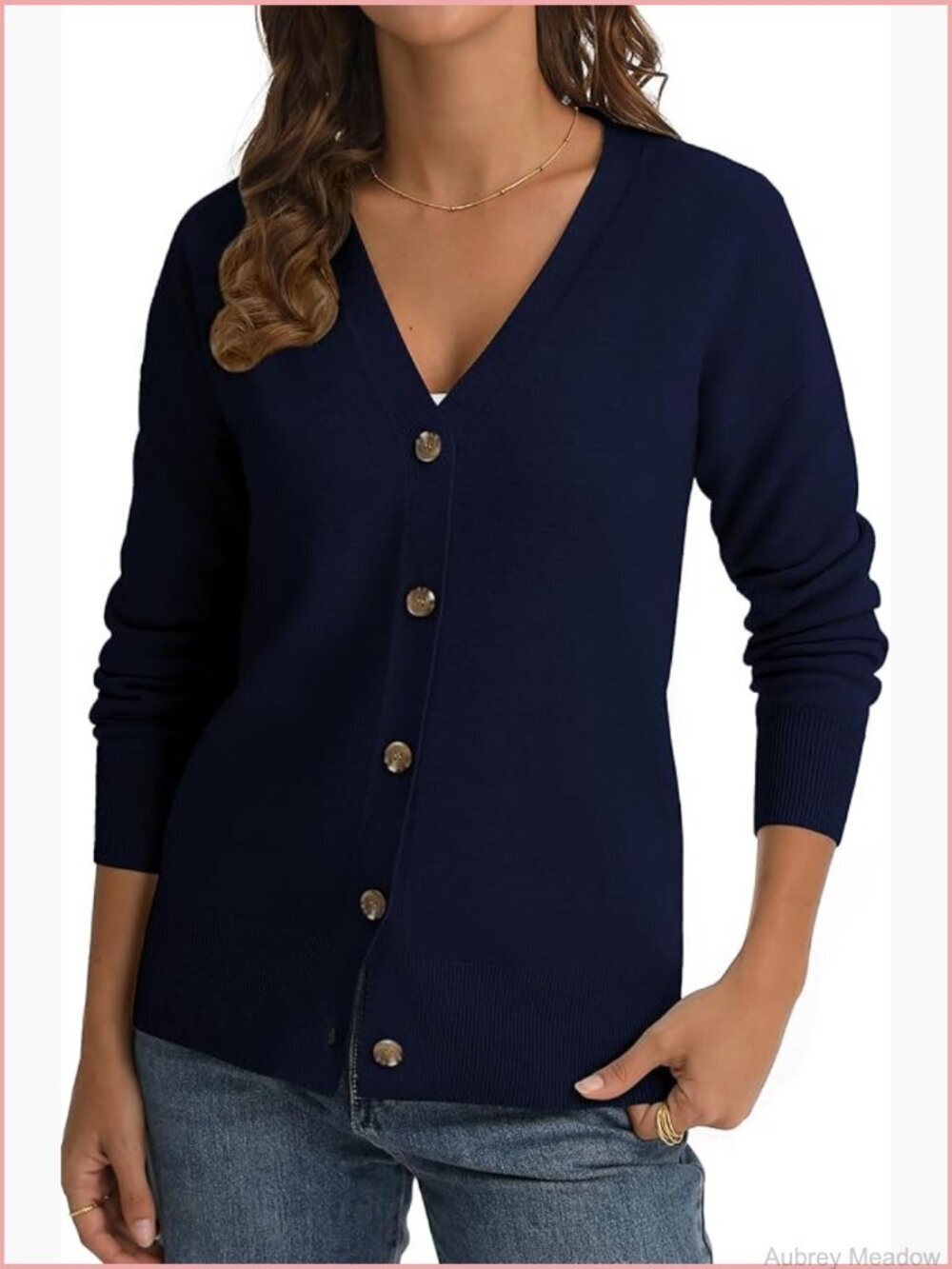 Long Sleeve V-Neck Button Down Cardigan Soft Knit Casual Layering